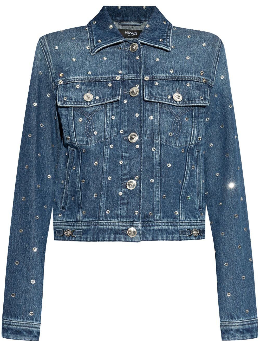 Shimmering-appliques denim jacket - Blue