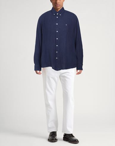Man Shirt Navy Size S Linen