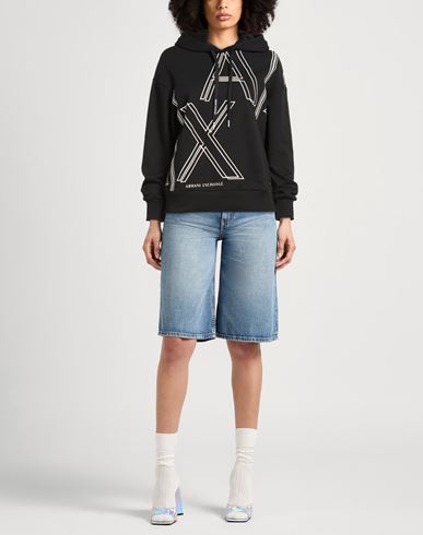 Woman Sweatshirt Black Size L Cotton, Polyester
