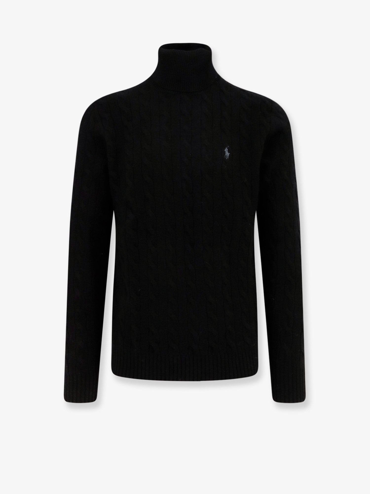 Wool and Cashmere Turtleneck Sweater — Black
