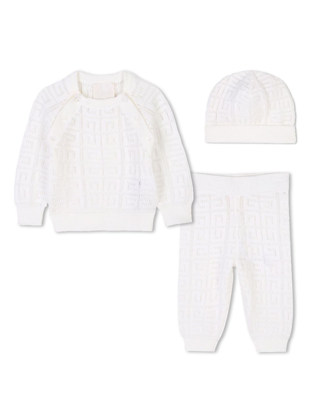 4G-jacquard trouser set - White
