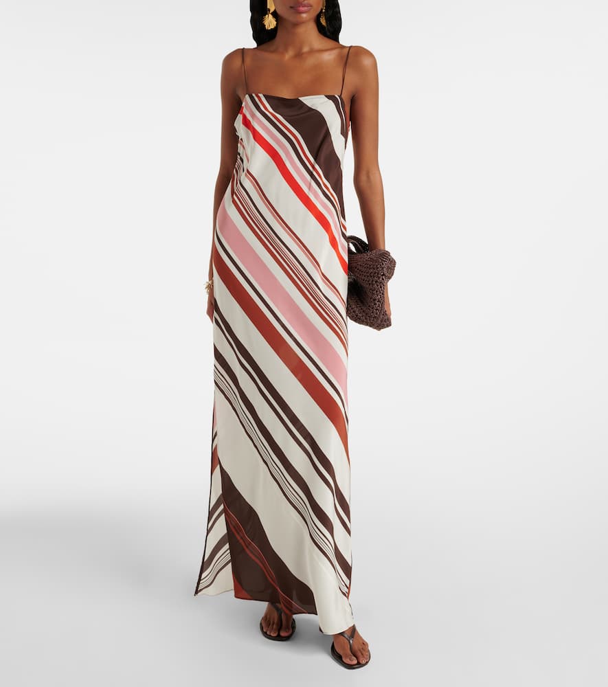 Thistle striped silk satin maxi dress