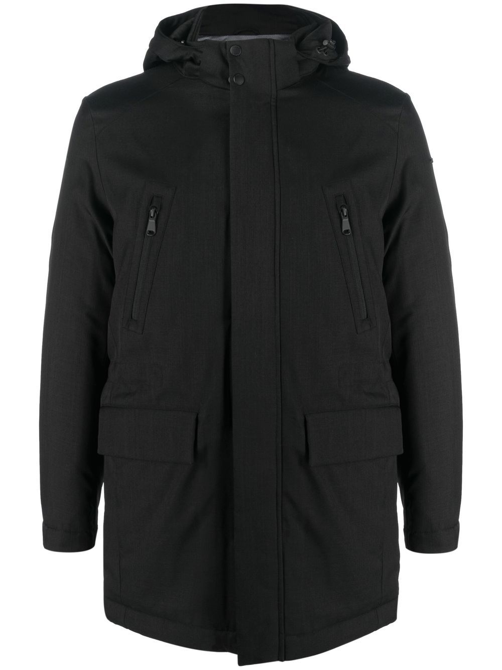 Hooded zip-up padded jacket - Black