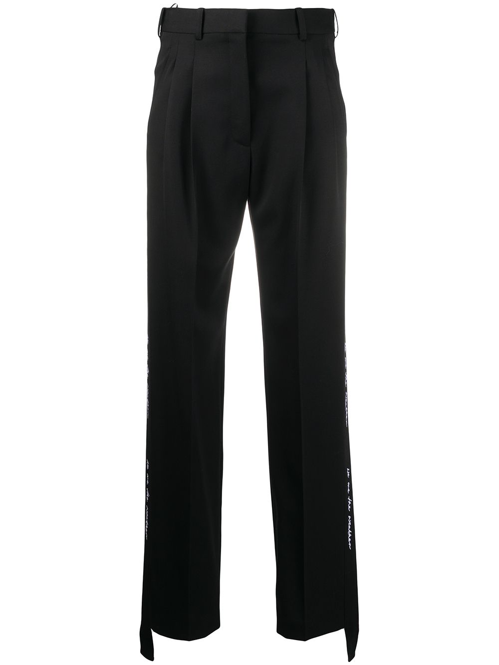 Tape detail straight trousers - Black