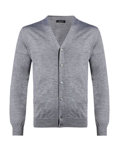 Man Cardigan Grey Size 40 Cashmere, Silk