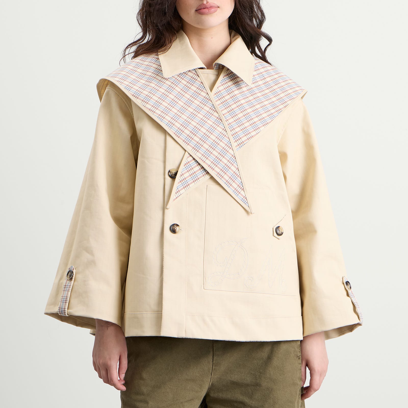 Women's Jerry Reversible Crop Trench Coat Stone