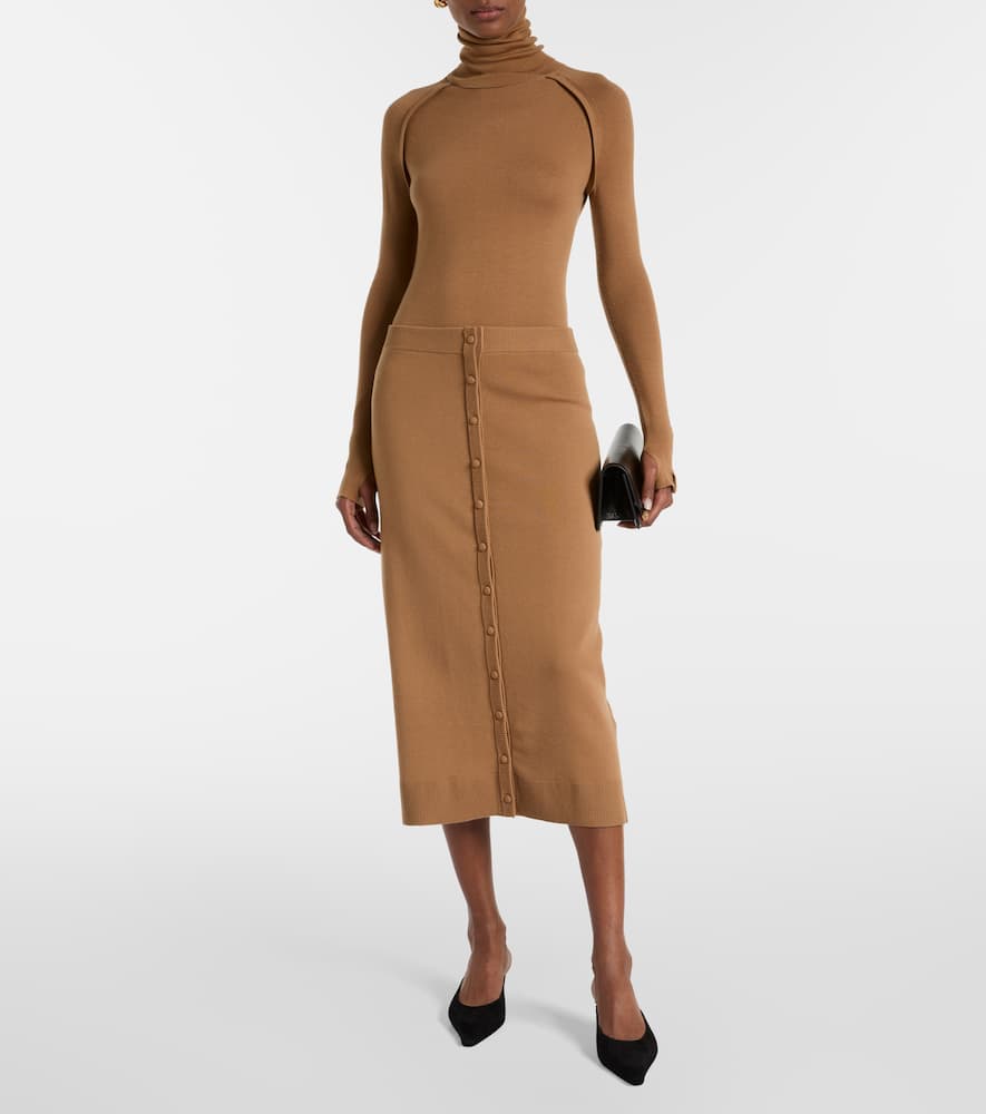 Wool-blend midi skirt