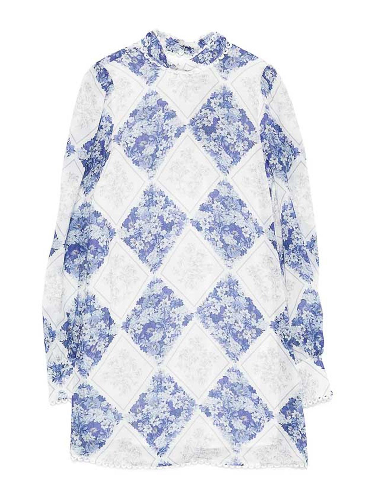 Long-sleeve Floral-detail Mini Dress