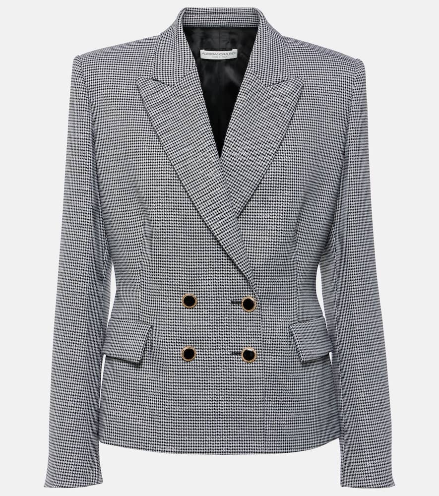 Houndstooth wool-blend jacket