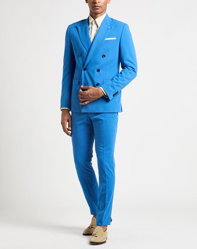Man Suit Azure Size 36 Polyester, Viscose, Elastane