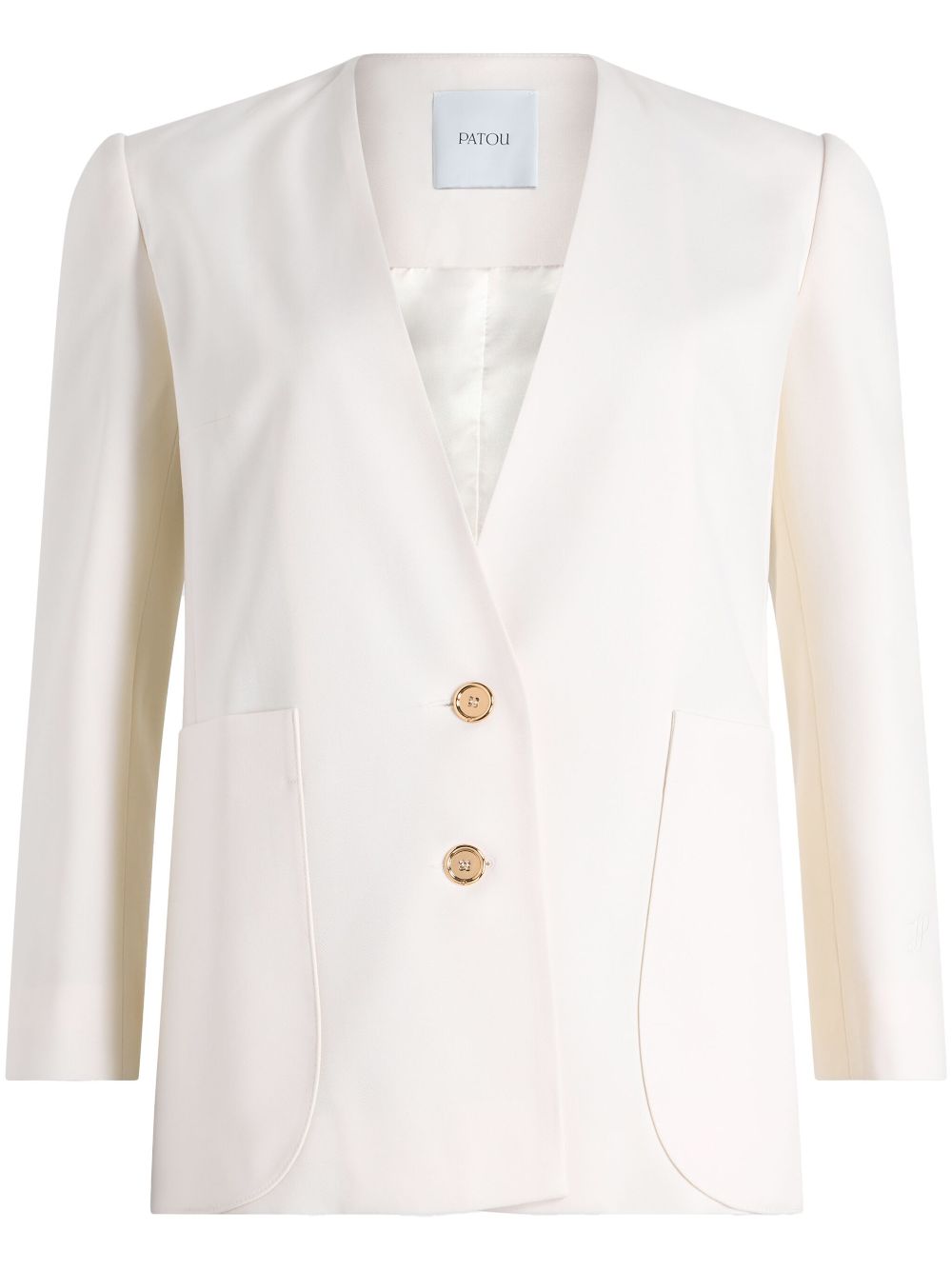 Collarless jacket - White