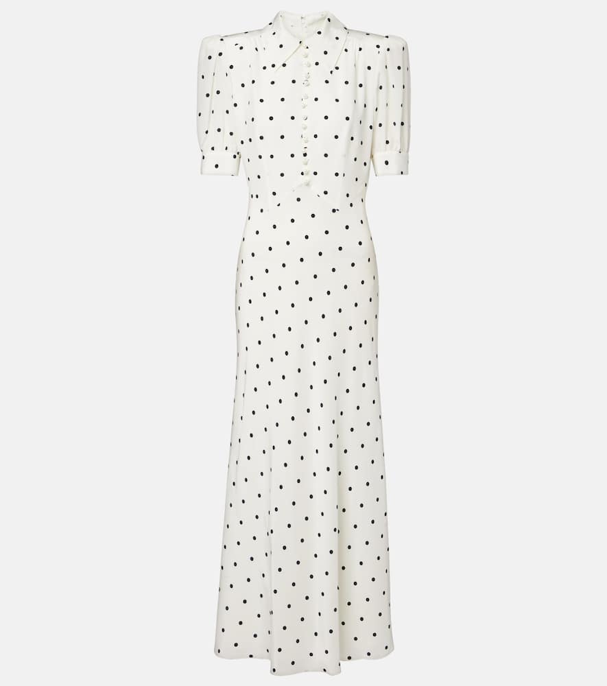 Polka-dot silk midi dress