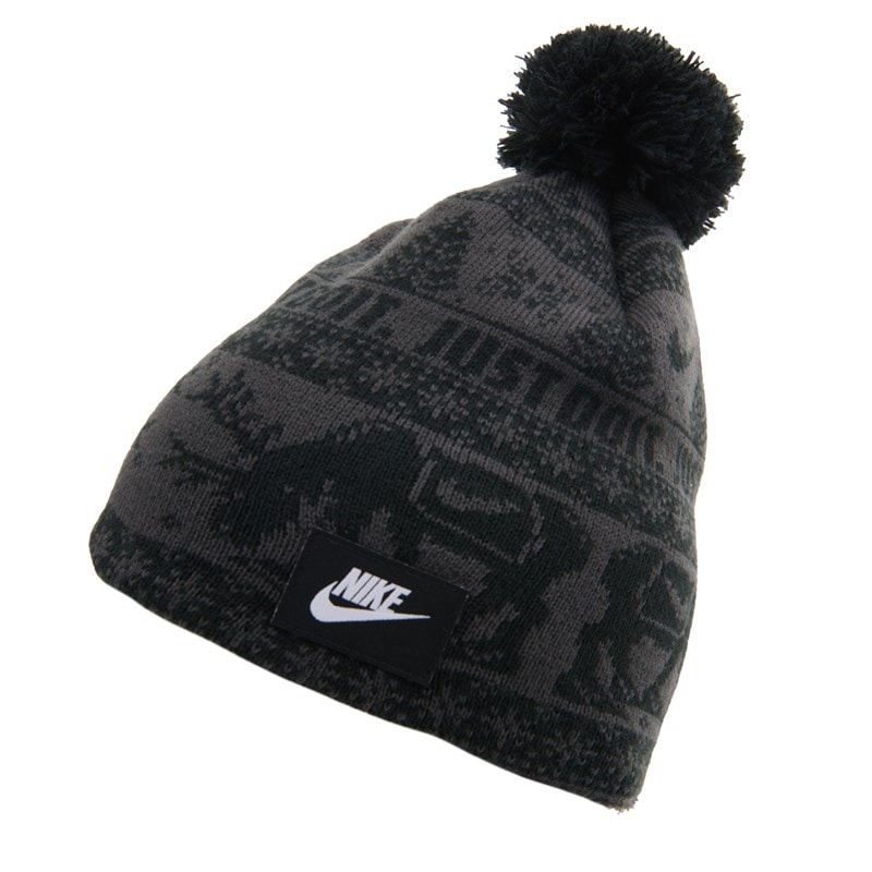 Kids' Fair Isle Peak Beanie Hat And Glove Set Shoes (Black)