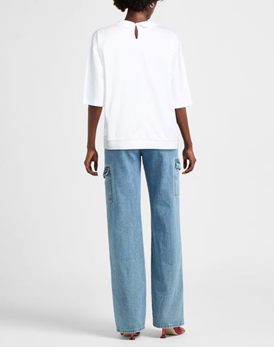 Woman Top White Size L Cotton, Elastane