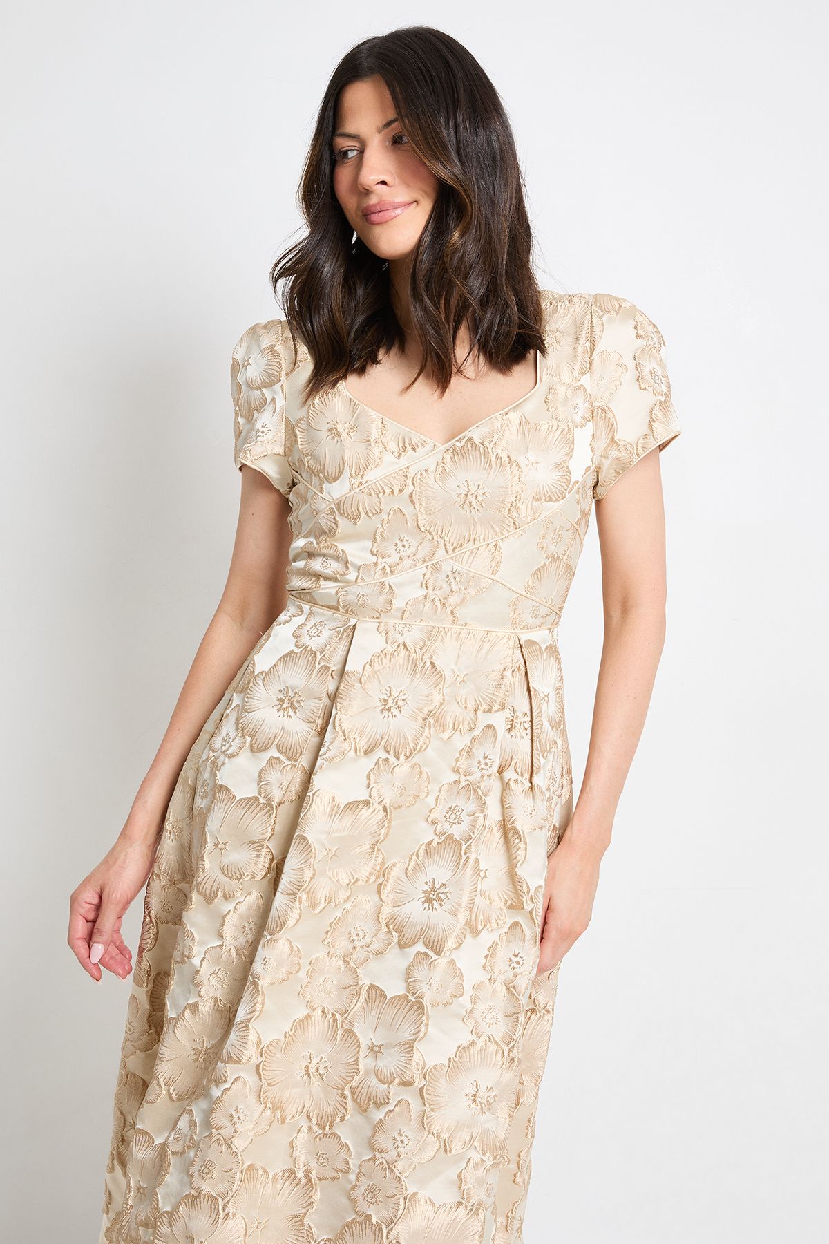 Wallis Womens Jacquard Seam Detail Midi Dress - Pink