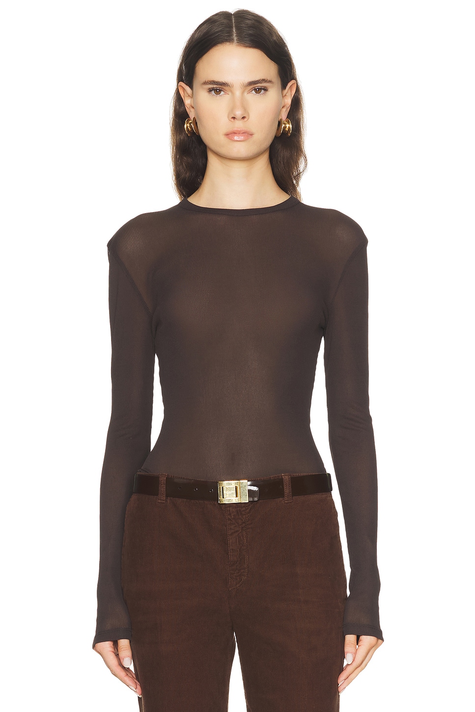 Acne Studios Ermana Top in Dark Brown - Chocolate. L also in XS