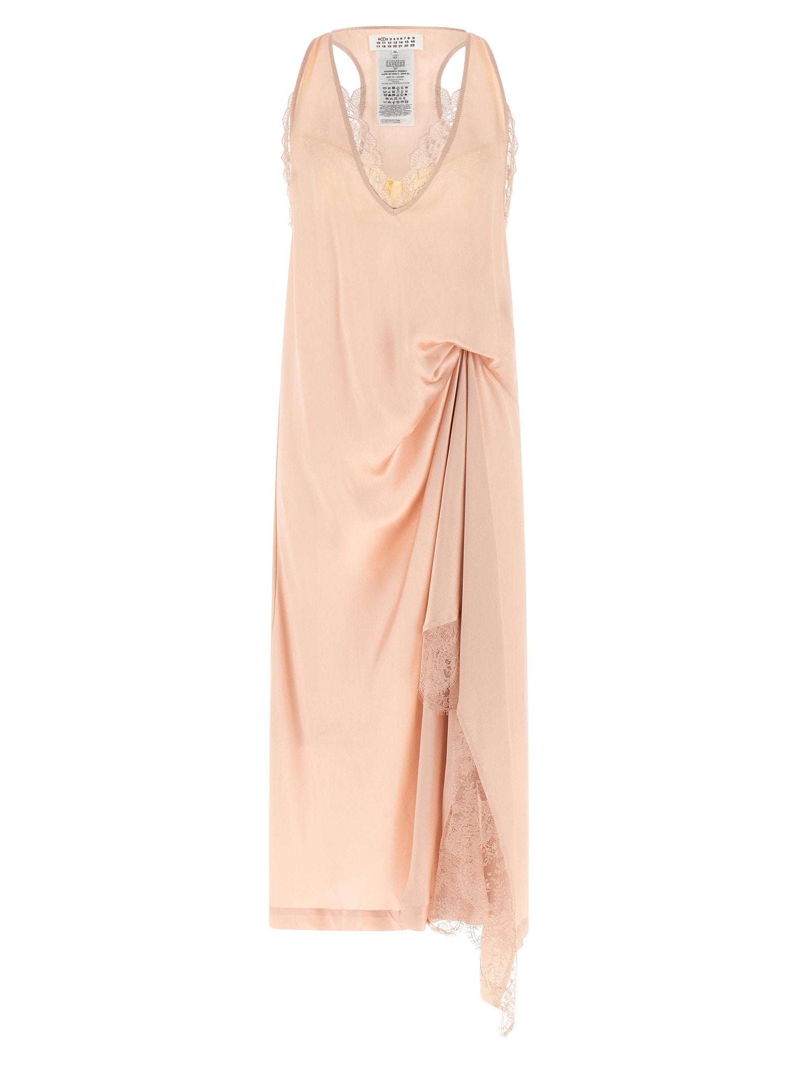 Silk Lace Slip Midi Dress — Pale Pink