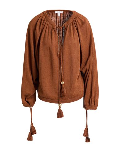 Woman Sweater Brown Size S Linen