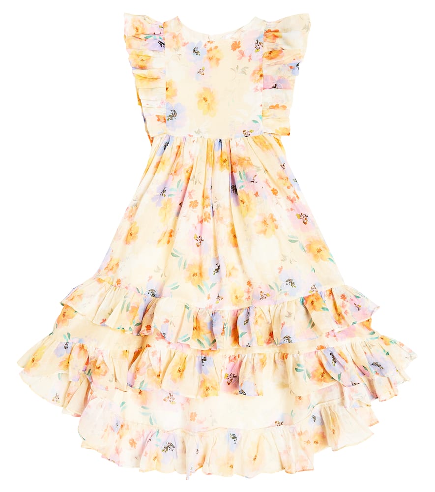 Petite Amalie Ruffled floral linen dress