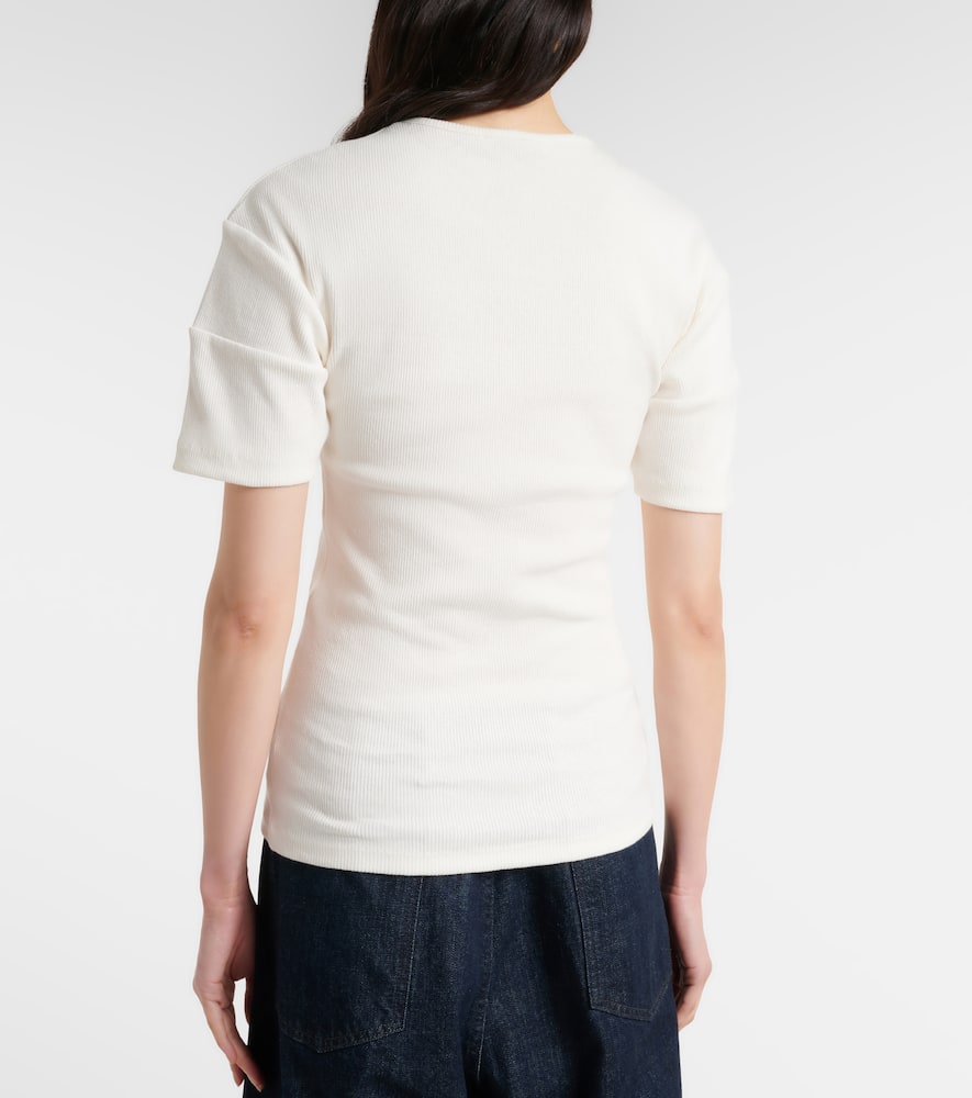 Cotton and linen jersey Henley shirt