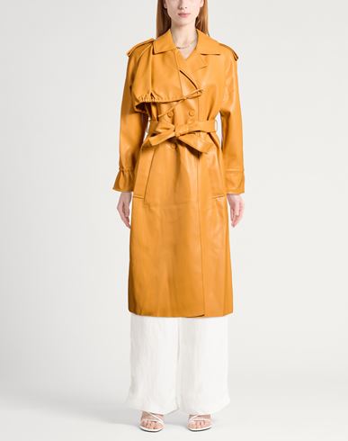 Themoirè Woman Overcoat & Trench Coat Marigold Size S Polyurethane, Nylon