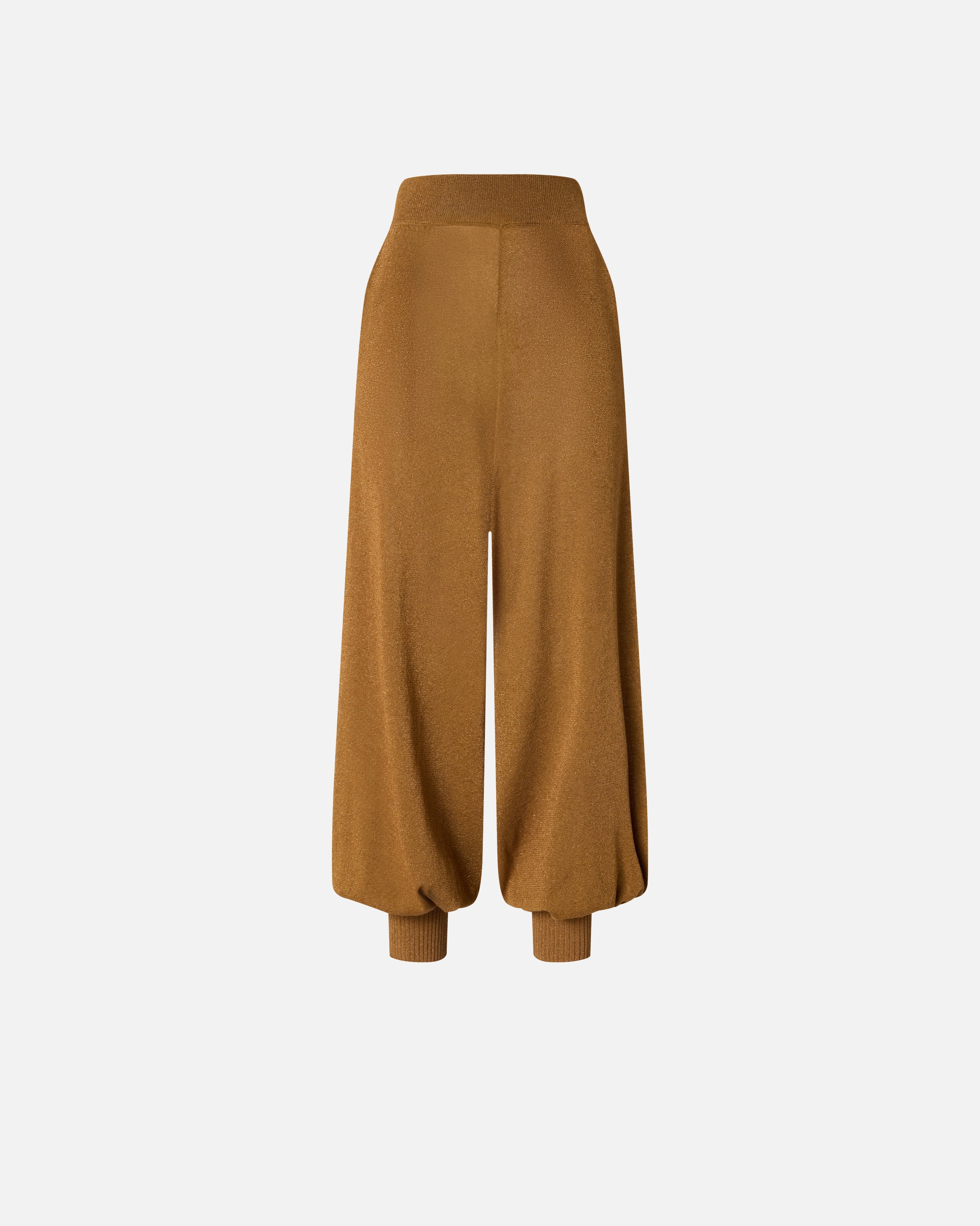 Wide-leg trousers with metallic yarn - L