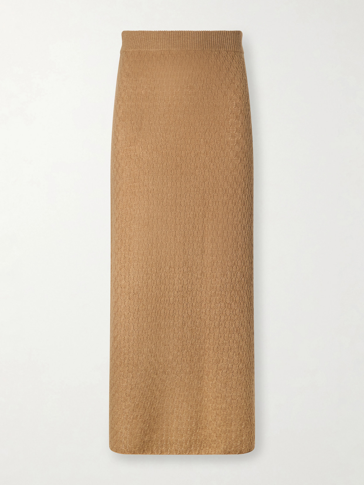 Sunnie Pointelle-knit Cashmere Midi Skirt - Brown