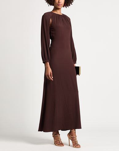 Woman Maxi dress Chocolate brown Size 8 Acetate, Silk