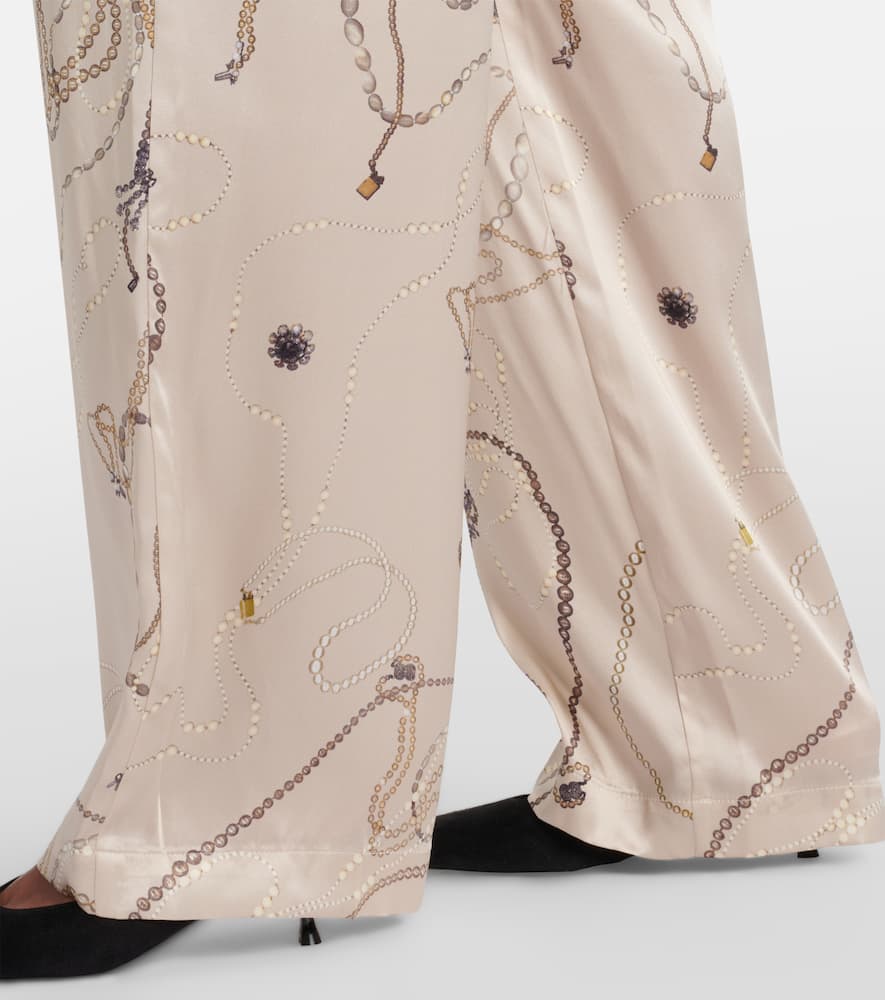 Printed silk satin pajama pants