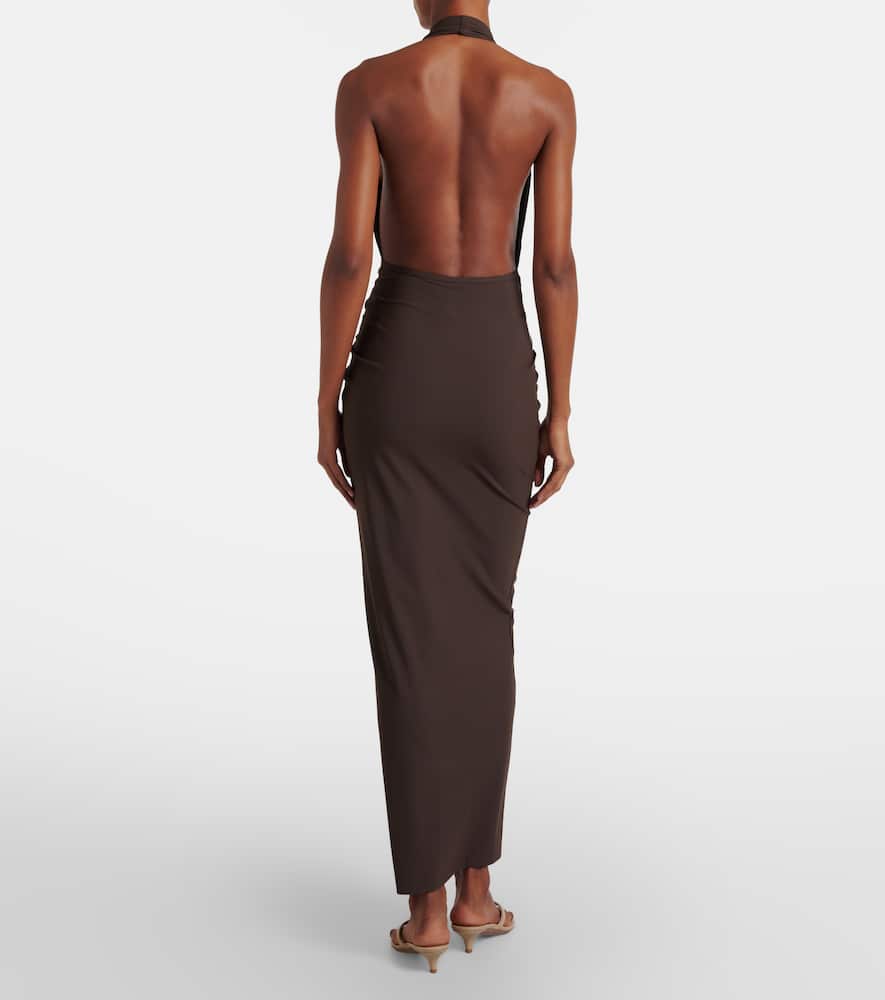 Embellished halterneck maxi dress