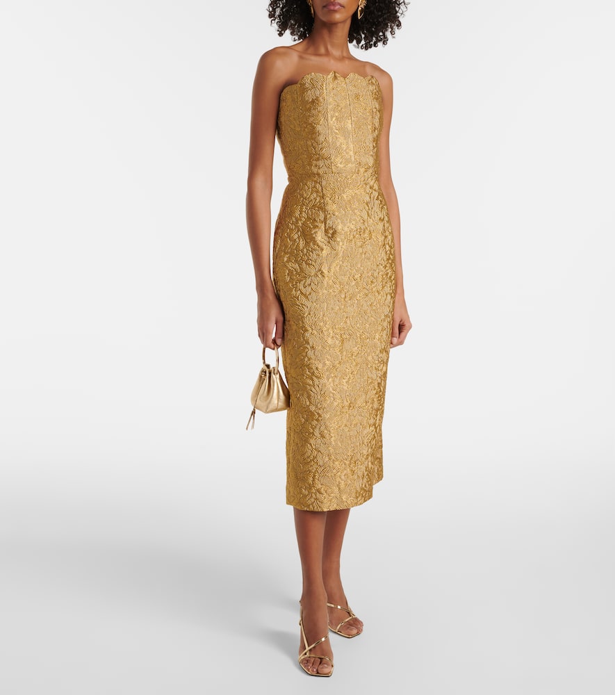 Marcella floral brocade midi dress