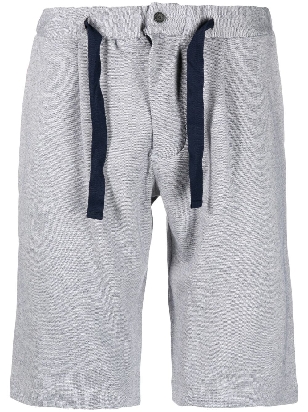 Mélange-effect drawstring-waist shorts - Blue