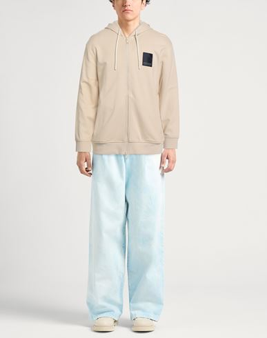 Man Sweatshirt Cream Size L Cotton, Elastane