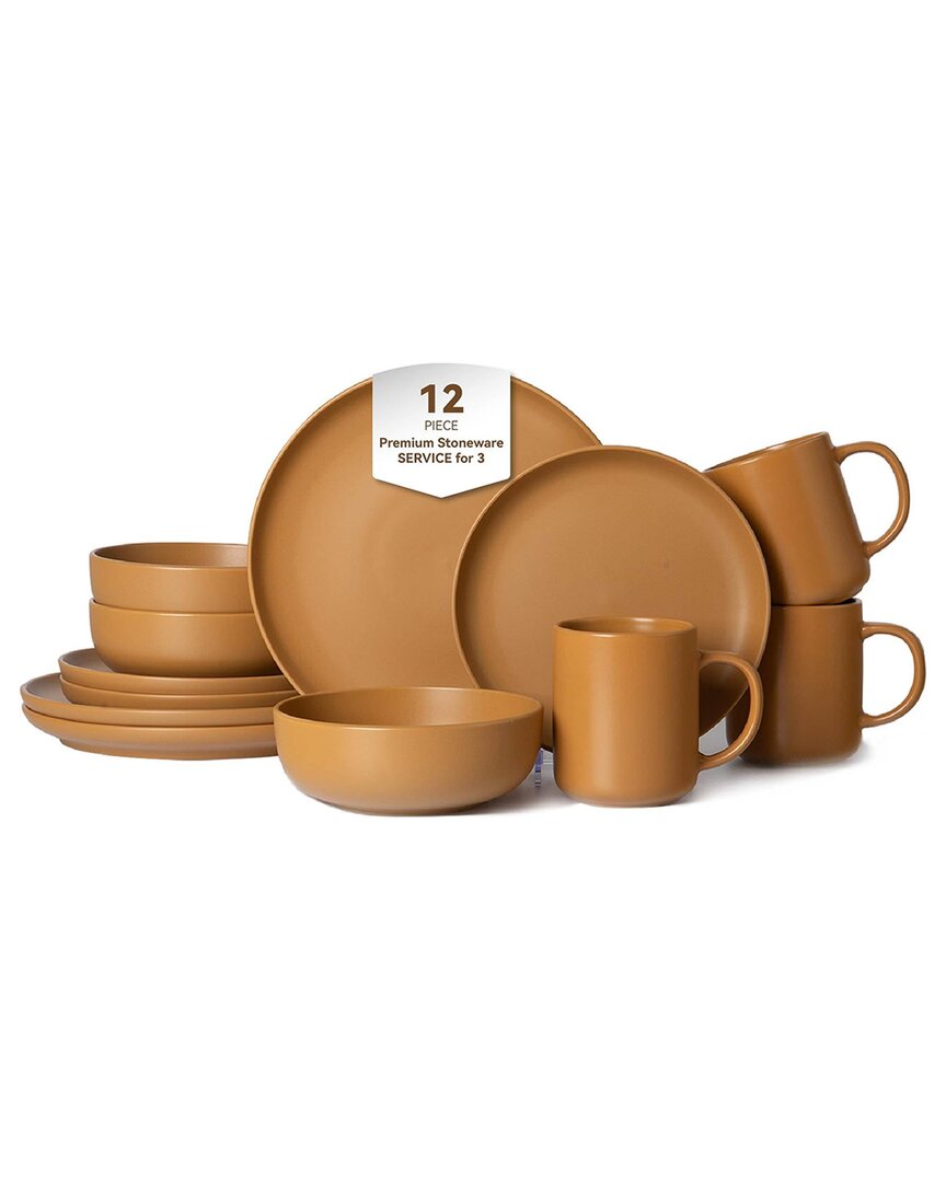 5 Supply 12Pc Stoneware Dinnerware Set With Mugs