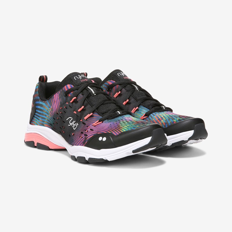 Vivid Rzx Training Sneakers Black Tie Dye Leather High-Impact, Lightweight