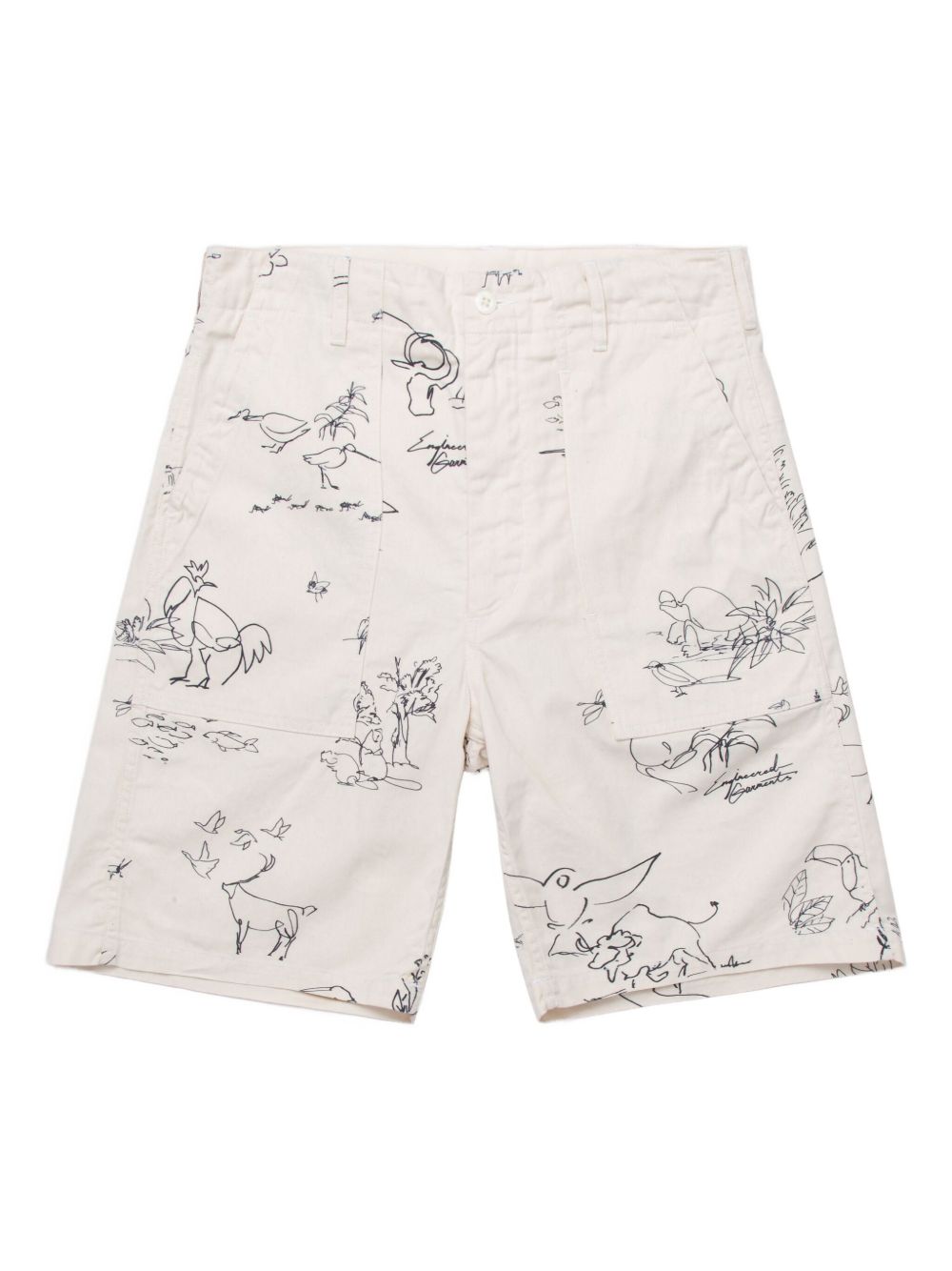 Engineered Garments graphic-print cotton shorts - Neutrals