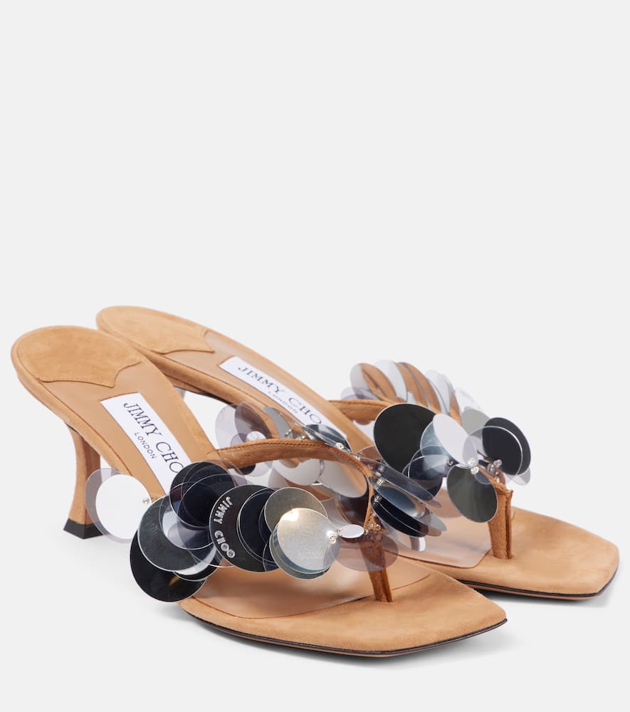 Freja 70 sequined suede thong sandals