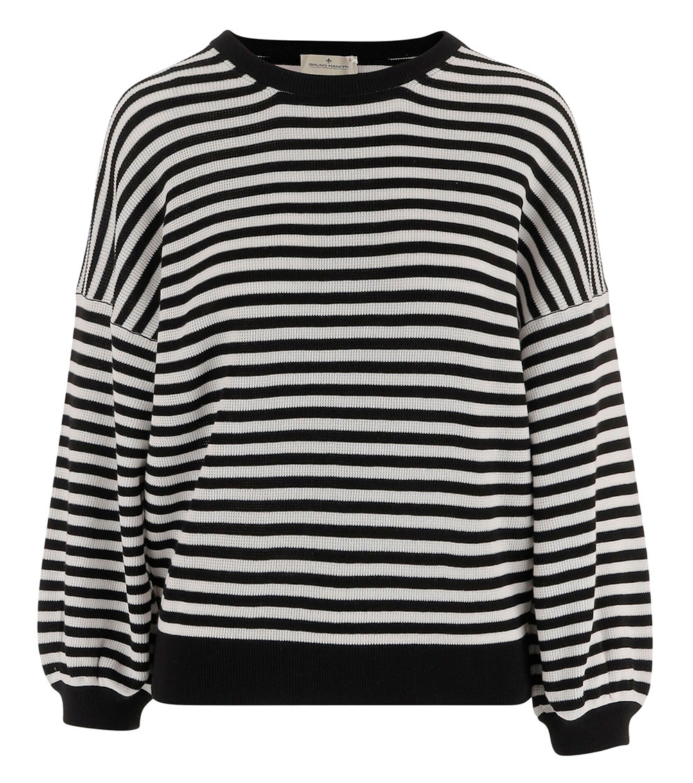 Black Stripes Round Neck Sweater