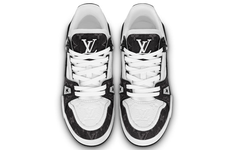 (WMNS) LV Trainer Sneaker 'Black Mesh Monogram with White '