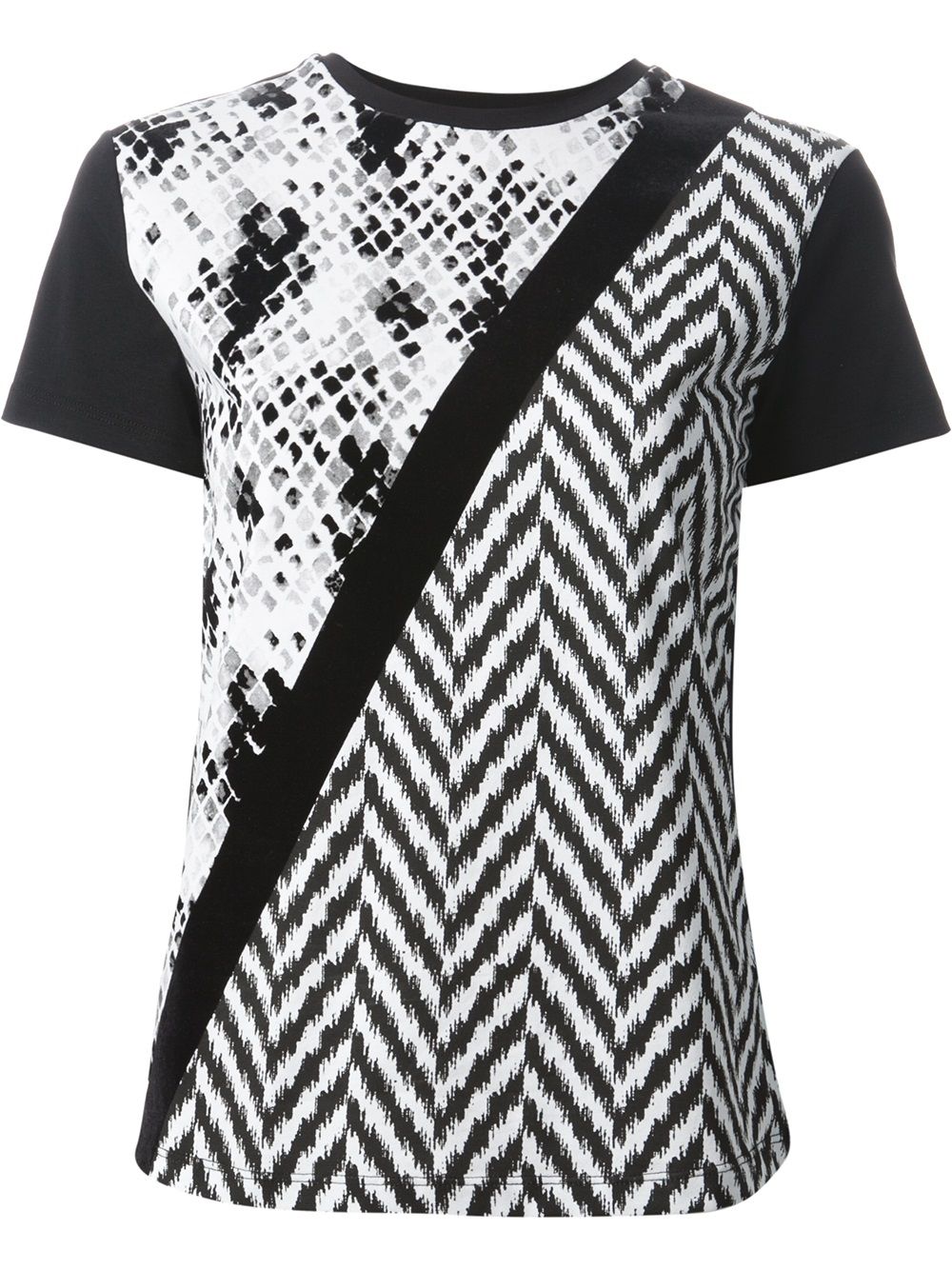 Mixed print T-shirt - Black