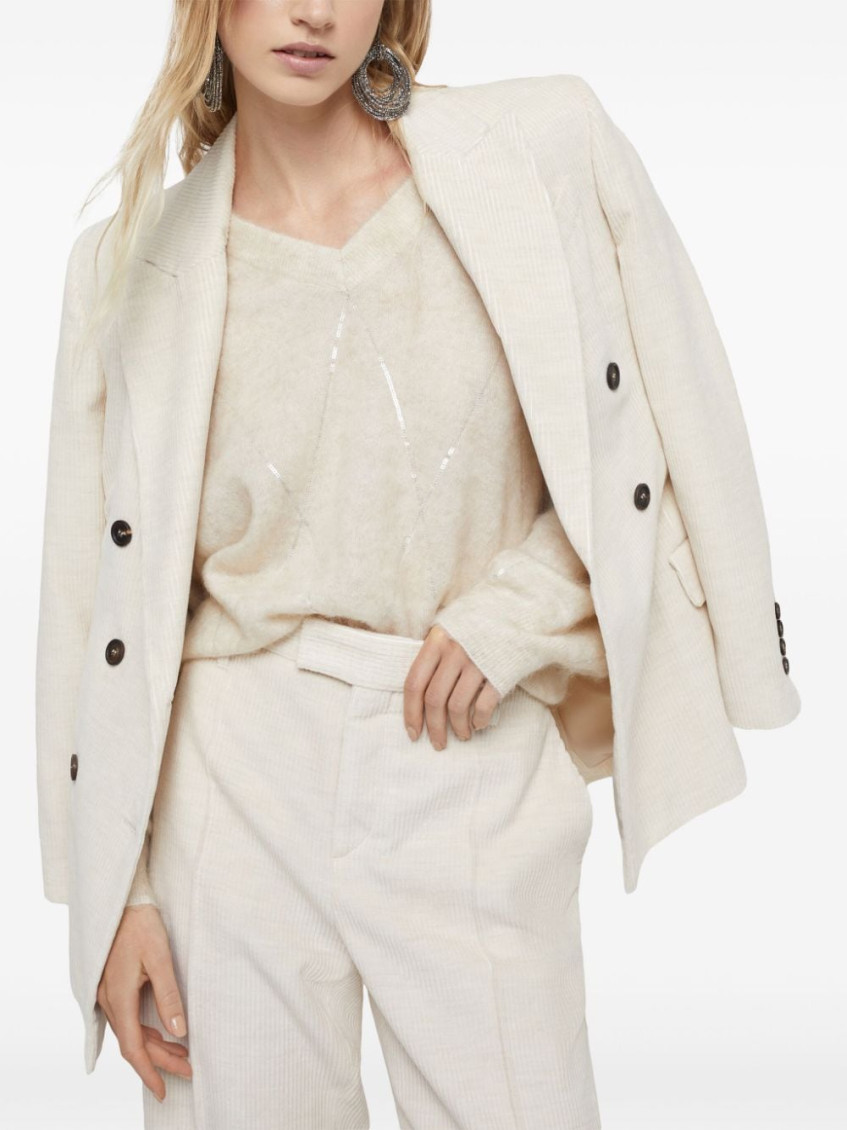 Viscose And Cotton Corduroy Jacket With Necklace