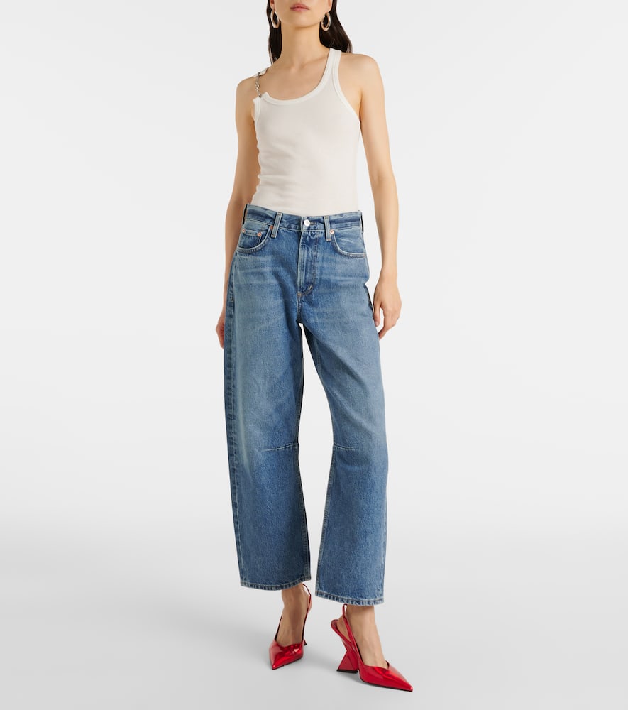 Miro high-rise cropped barrel-leg jeans