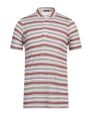 Man Polo shirt Brown Size S Linen, Viscose