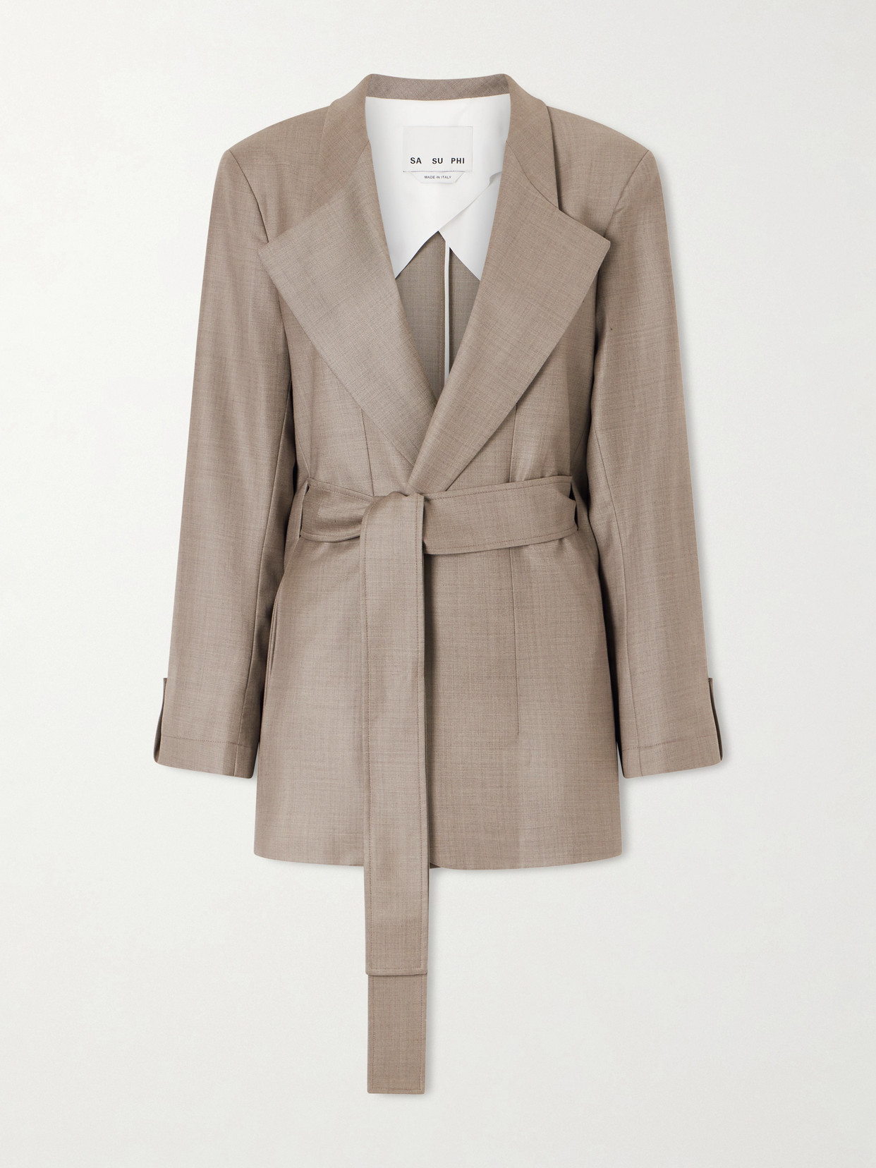 Lauren Belted Wool-twill Blazer - Brown