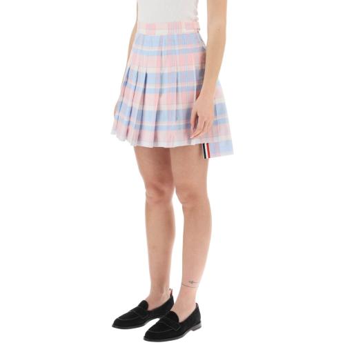 Checked pleated miniskirt - 680 LT PINK