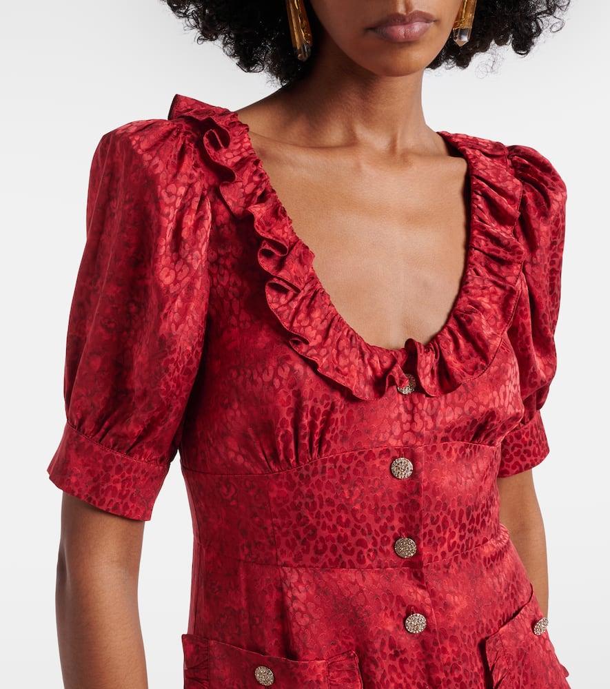 Floral silk jacquard midi dress