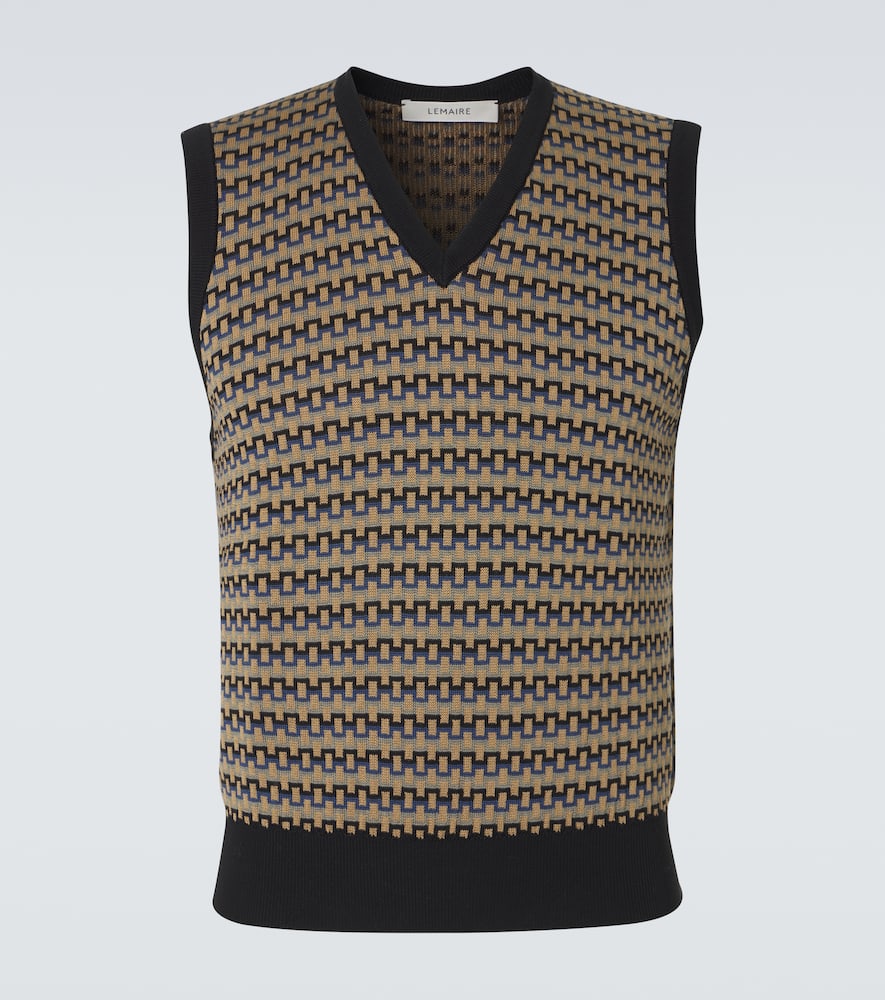 Cotton jacquard sweater vest