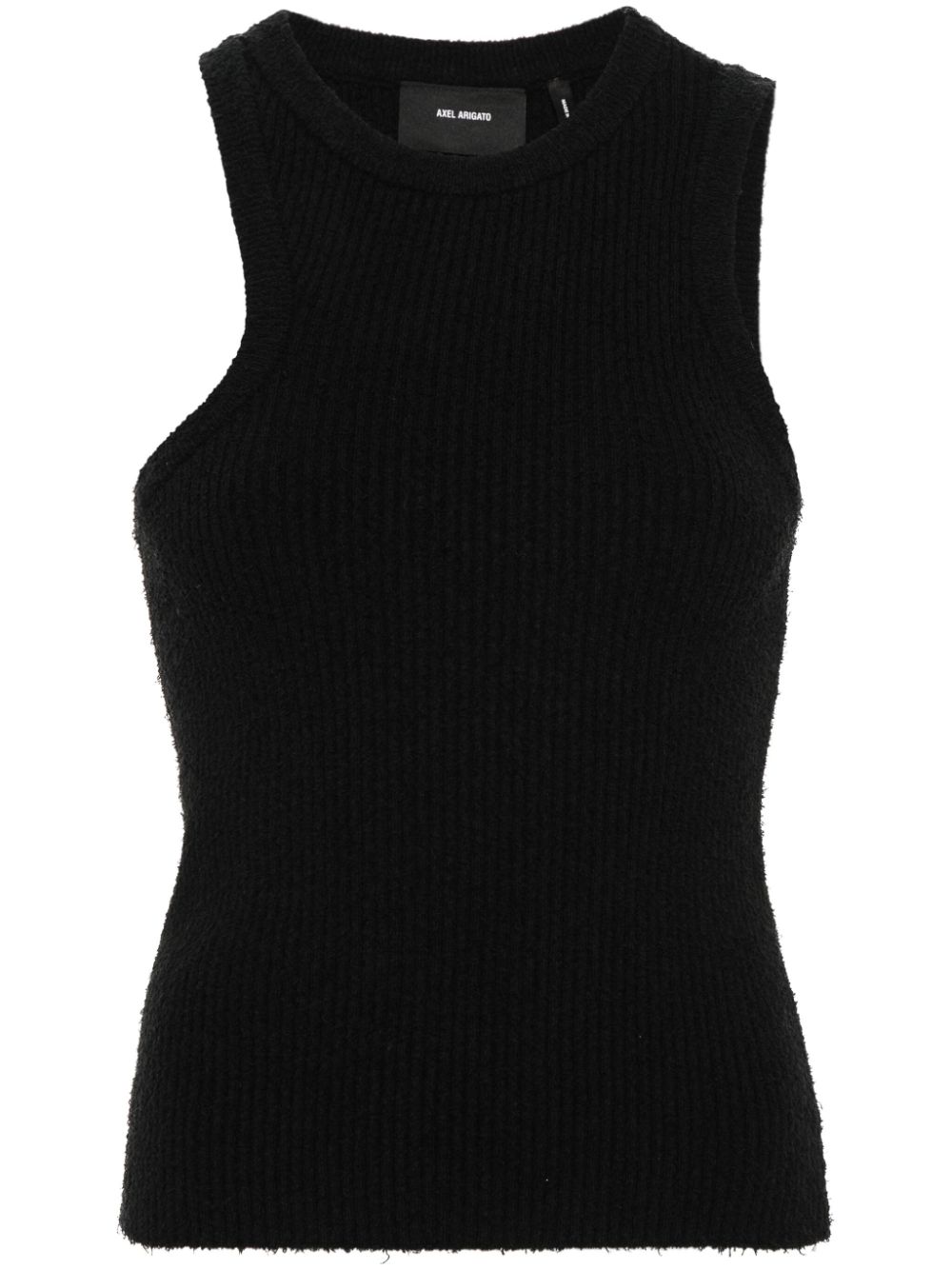 Ribbed-knit asymmetric tank top - Black