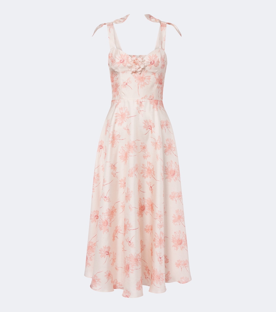 Floral silk twill midi dress
