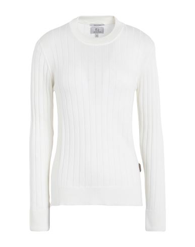 Cotton Ribbed Crewneck Woman Sweater White